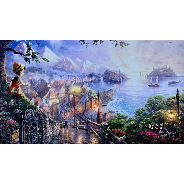 THOMAS KINKADE Pinocchio Giclee on Canvas