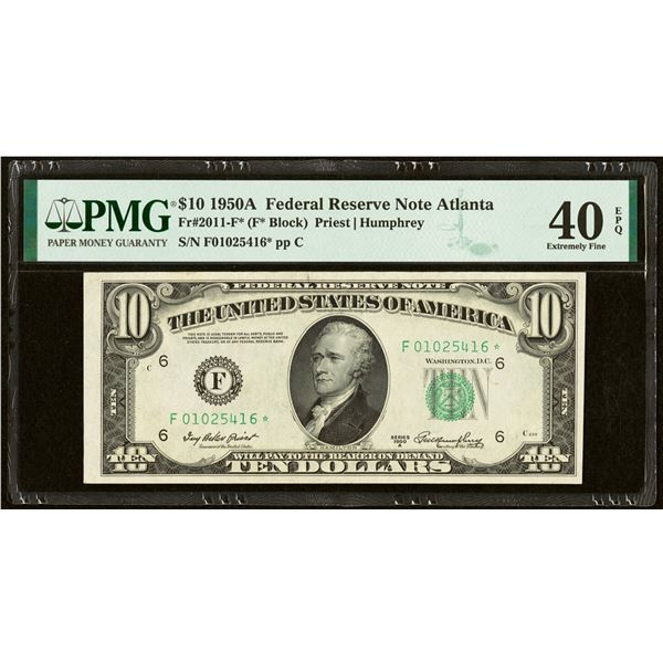 1950A $10 STAR Atlanta FRN PMG 40EPQ