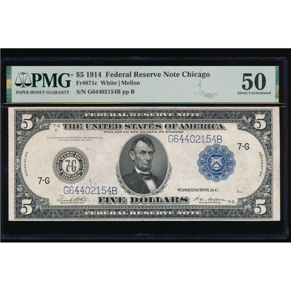 1914 $5 Chicago FRN PMG 50