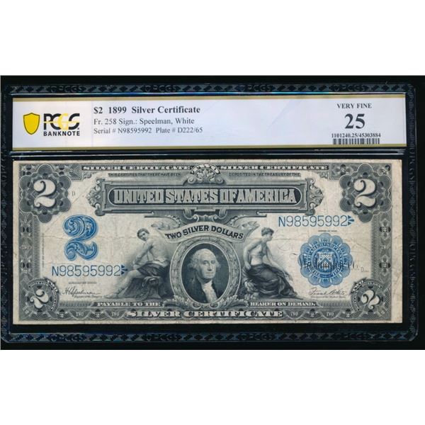 1899 $2 Mini Porthole Silver Certificate PCGS 25