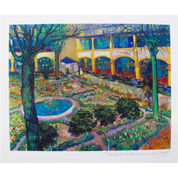 Courtyard of the Hospital at Arles by Van Goh Estate Signed Giclee