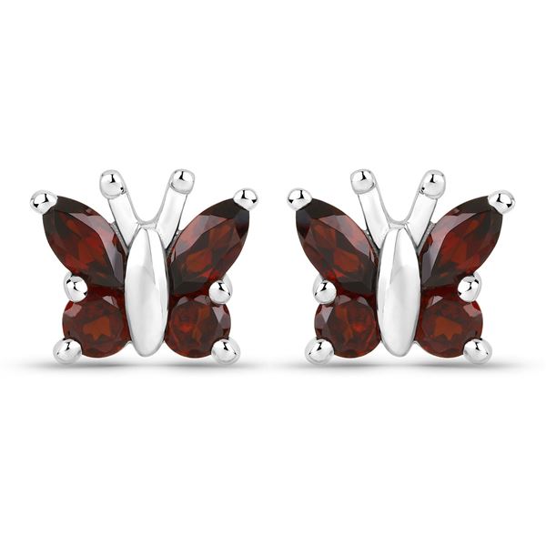 Plated 18KT White Gold 1.28ctw Garnet Earrings