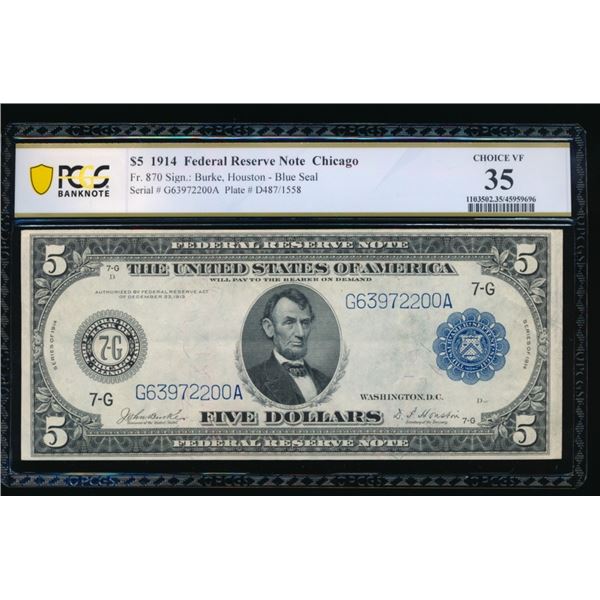 1914 $5 Chicago FRN PCGS 35