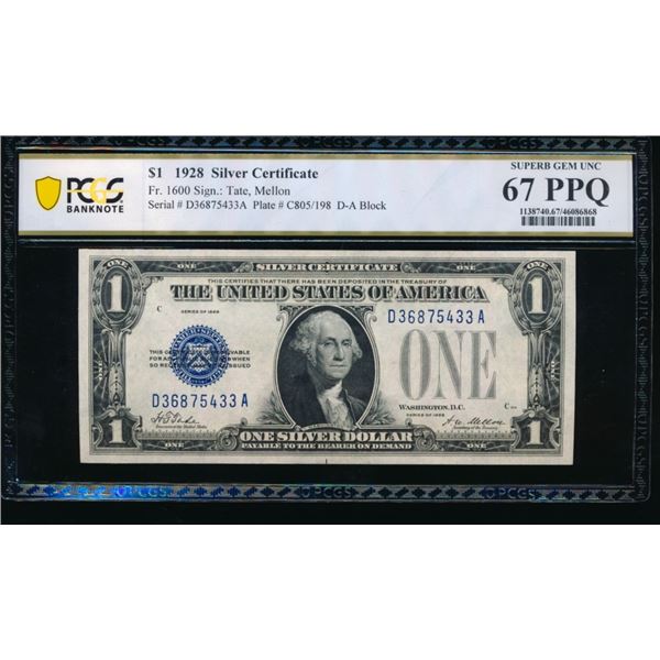 1928 $1 Silver Certificate PCGS 67PPQ