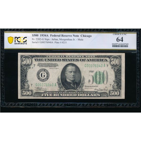 1934A $500 Chicago FRN PCGS 64