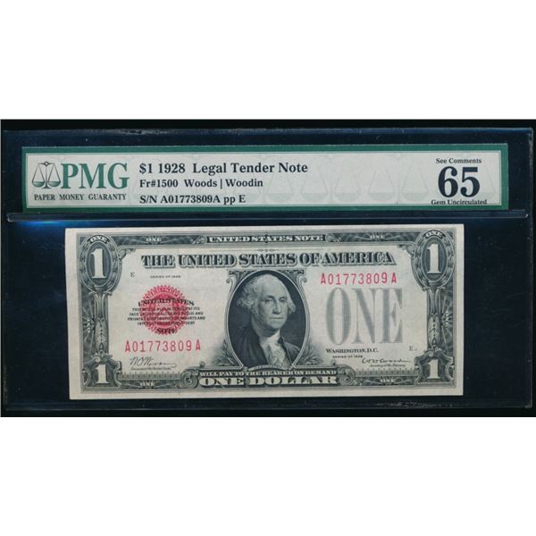 1928 $1 Legal Tender Note PMG 65