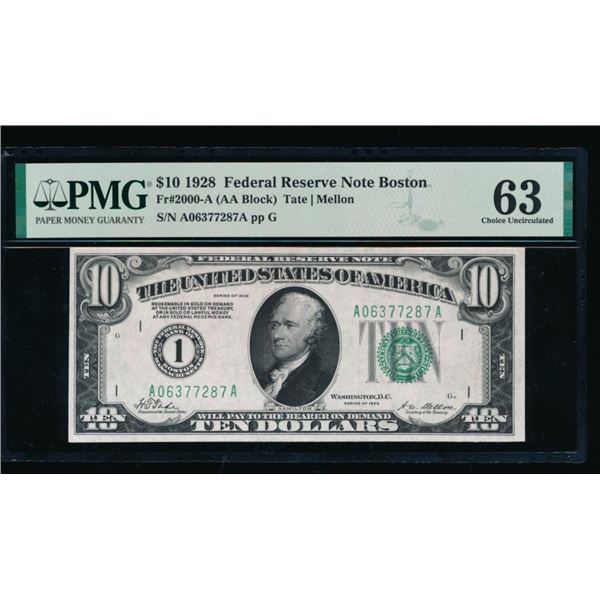 1928 $10 Boston FRN PMG 63