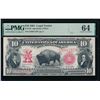 Image 1 : 1901 $10 Bison Legal Tender Note PMG 64