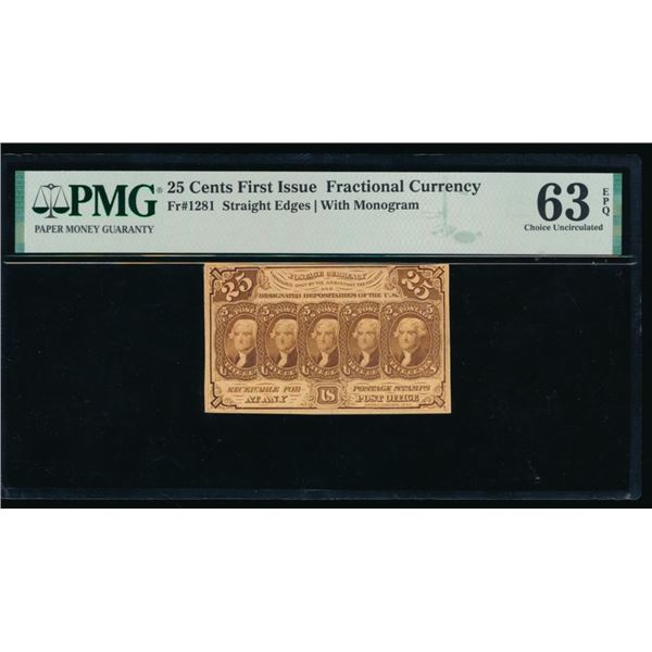 25 Cent First Issue Fractional PMG 63EPQ