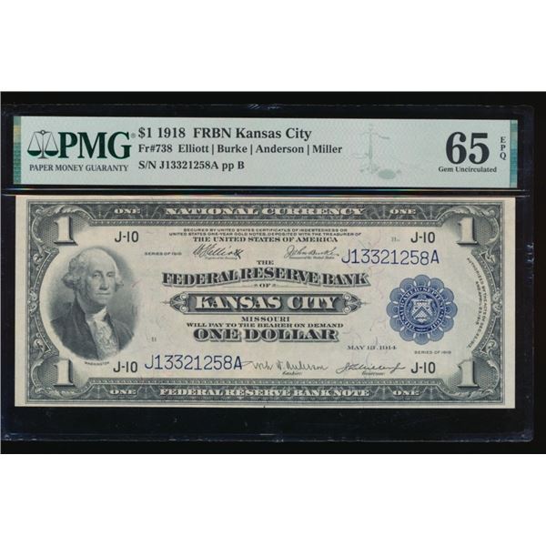 1918 $1 Kansas City FRBN PMG 65EPQ