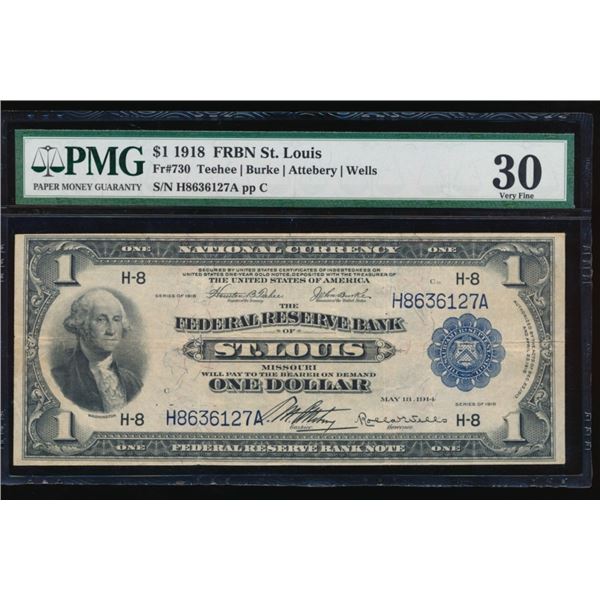 1918 $1 ST Louis FRBN PMG 30