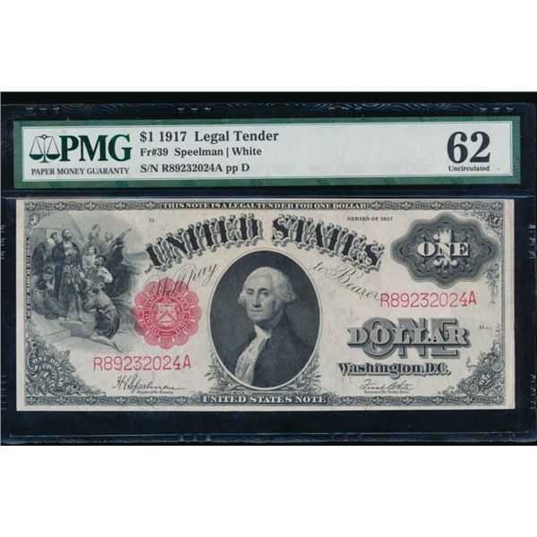 1917 $1 Legal Tender Note PMG 62