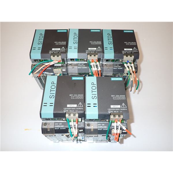 (5) Siemens #6EP1334-3BA00 SITOP Modular 10A Power Supplies