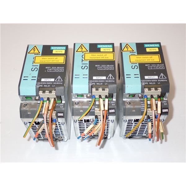 (3) Siemens #6EP1333-3BA00 SITOP Modular 5A Power Supplies