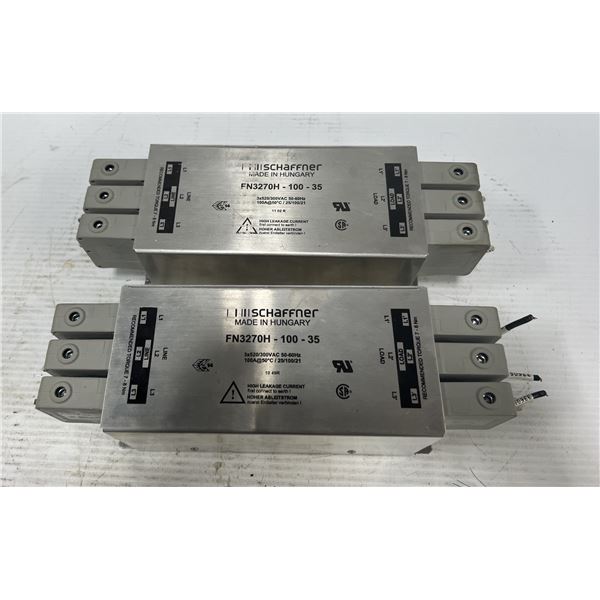 Lot of (2) Shaffner #FN3270H-100-35 Power Line Filters