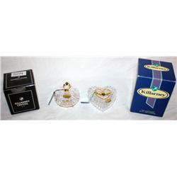 Lot of 2 Killarney Irish Crystal Trinket Boxes