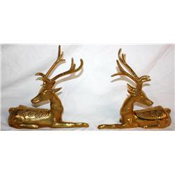2 Brass Deer Ashtrays