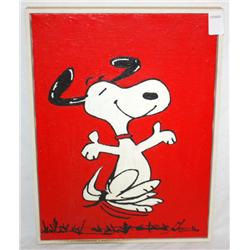 Framed Oil on Canvas of Snoopy