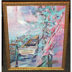 Framed Oil on Canvas of a Row Boat