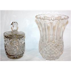 Lot of Crystal Vase & Hand Made Crystal Sugar Bowl