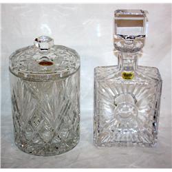 Lot of Crystal Decanter & Crystal Ice Holder