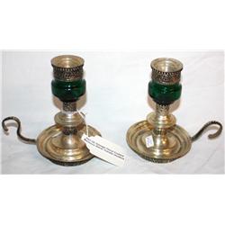 2 Vintage Handmade Morocco Silver Candle Holders