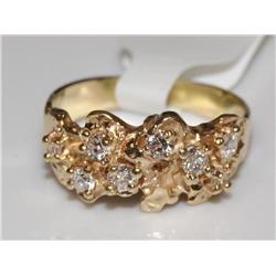 14K Gold Nugget Ring With Diamonds