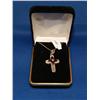 Image 1 : Sterling/Marcasite W/2ctw Garnet Cross & Chain