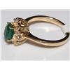 Image 2 : 14K Gold Ring With Diamonds & Emerald