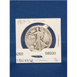 1917-S Walking Liberty Half Dollar Obvrs Mint Mark