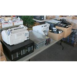 Table Lot of Misc Computer Parts and Phones