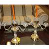 Image 3 : 2 Crystal and Brass Candle Holders