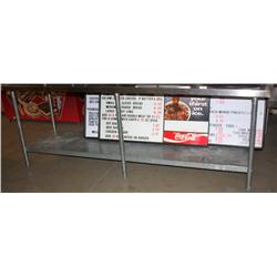 Stainless Steel Prep Table 96" x 30" and Signs
