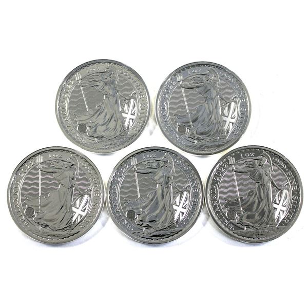 5x 2022 Great Britain 1oz .999 Fine Silver Britannias. 5pcs (Tax Exempt)