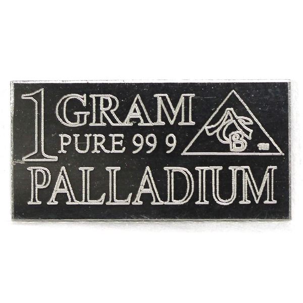 Rare! Vintage ACB American Certified Bullion 1 Gram .999 Fine Palladium Bar (Tax Exempt)