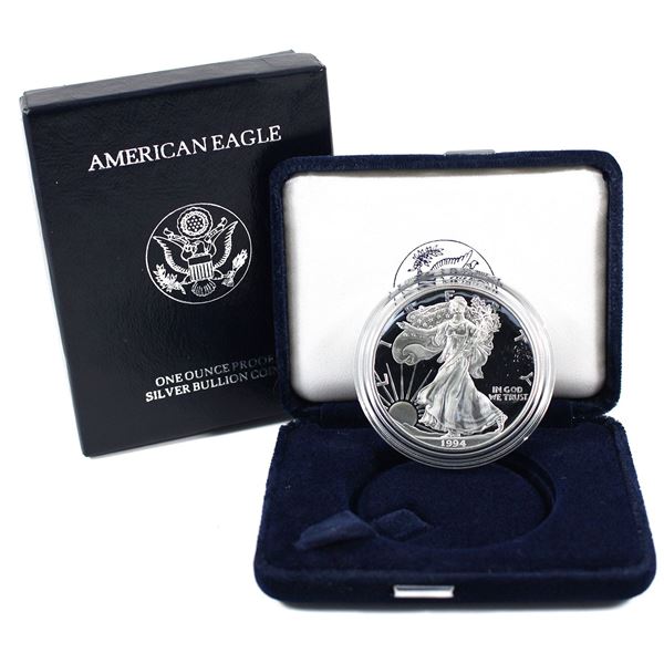 1994 USA 1oz Proof Fine Silver Eagle in Original Mint Packaging. Key date! (Tax Exempt)