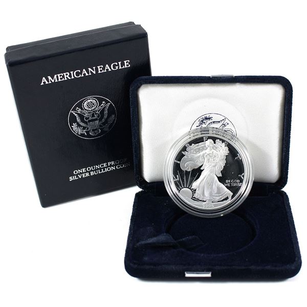 1995 USA 1oz Proof Fine Silver Eagle in Original Mint Packaging. Key date! (Tax Exempt)