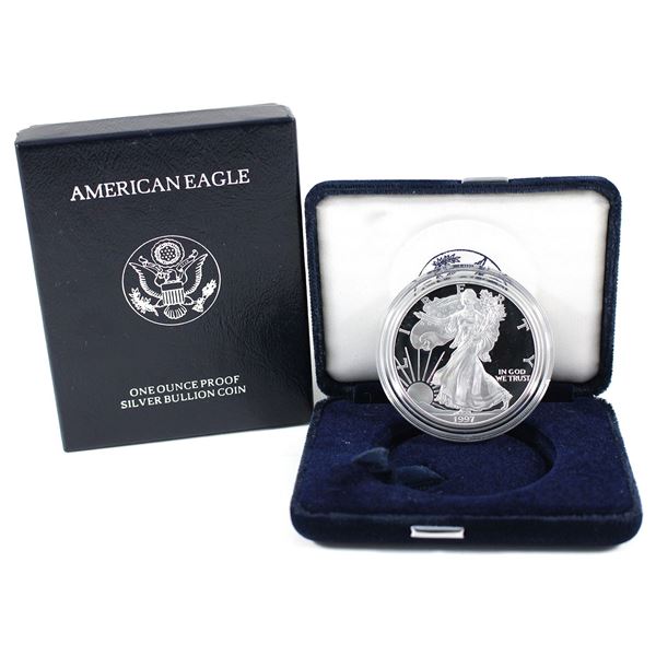 1997 USA 1oz Proof Fine Silver Eagle in Original Mint Packaging (Tax Exempt)