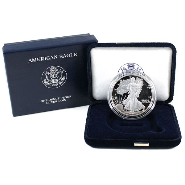 2007 USA 1oz Proof Fine Silver Eagle in Original Mint Packaging (Tax Exempt)