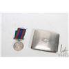 Image 1 : Vintage sterling silver cigarette case and a WW II sterling silver Canadian Volunteer service medal