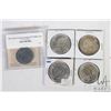 Image 1 : Five Canadian silver dollar coins including 1939, 1964, 1965, 1967 and a graded non-circulated 1977 