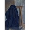 Image 2 : Framed original acrylic painting of a coat and stool, signed by artist Rhoda, 16 3/4" X 11 1/4"