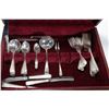 Image 2 : Wooden canteen containing Birks sterling silver "Rose Bower" flatware including eight each of lunche