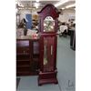 Image 1 : Modern floor standing, long cased clock with quartz movement, moving pendulum, brass dial with Roman