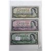 Image 1 : Three Canadian 1954 devil's head bills including $1, $10 and a $20