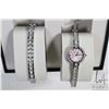 Image 2 : New/ old stock ladies Bulova wrist watch with pink opalescent dial and silver toned stainless steel 