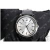 Image 2 : New/ old stock Gent's Bulova wrist watch with brush steel dial and gold toned accents, second sweep 