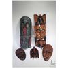 Image 1 : Five wooden wall mount carved masks, ranging in size from 9" -20" in length