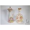 Image 1 : Royal Bonn hand painted, double handled bud vase 10 1/2" and a hand enhanced cocoa pot with roses an