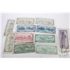 Image 2 : Twelve Canadian bank notes, all dated 1954 including three $1 bills ( one with devil's head), two $2